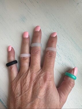 Silicone Stacking Rings in Pink, White, Black & Teal size 6